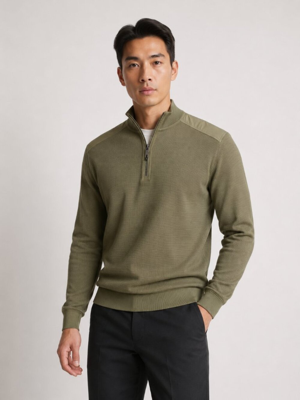 BOSS H-Sidney Mercerised Half-Zip Sweater Olive Green – XXL – NWT